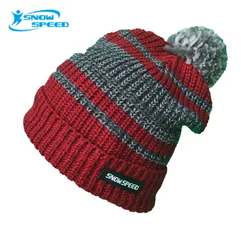 Зимняя теплая толстая акриловая лыжная шапка красного цвета для скалолазания