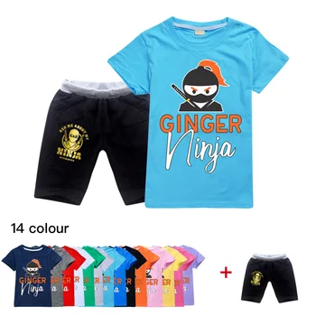 Летняя футболка NINJA KIDZ от 2 до 16 лет, шорты, комплект из 2 предметов, детский повседневный костюм, спортивный костюм для маленьких мальчиков, одежда для бега для девочек