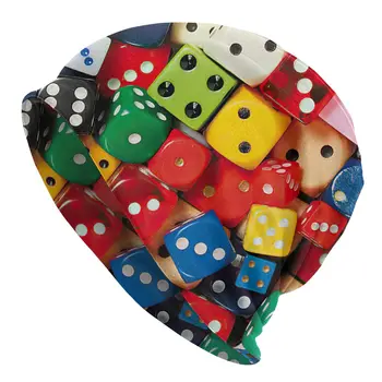 Женская модная Вязаная шапка с красочным рисунком в виде кубиков, женская Мужская Теплая Зимняя Шапочка для азартных игр, Шапочки для казино