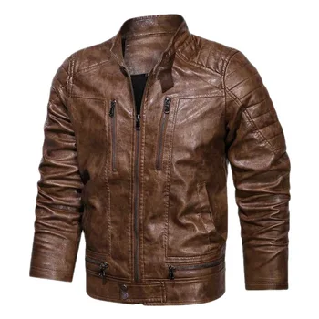 2023 Мужская мотоциклетная одежда из искусственной кожи в стиле Tie-Dye, модная кожаная одежда с воротником-стойкой
