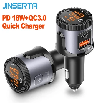 JINSERTA Автомобильный Mp3-Плеер Громкой Связи Bluetooth 5,0 FM-Передатчик Модулятор Автоаксессуаров PD18W + QC3.0 Быстрое Зарядное Устройство для iPhone