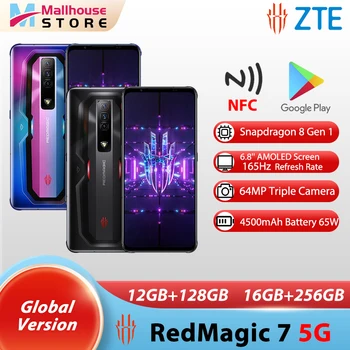 Игровой телефон ZTE Nubia Redmagic 7 5G Snapdragon 8 Gen 1 6,8 дюйма с AMOLED-дисплеем частотой 165 Гц, NFC 64 Мп, Тройная камера мощностью 65 Вт, Быстрая зарядка