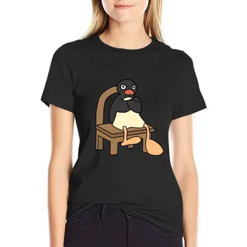 Футболка Angry Pingu, винтажная футболка с коротким рукавом, женская футболка